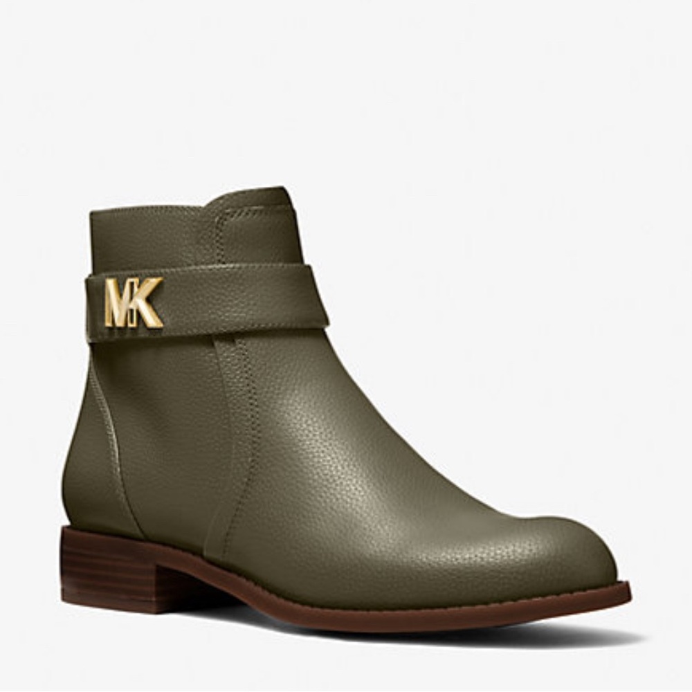 Michael Kors Green Gold Ankle Booties with Gold Hardware